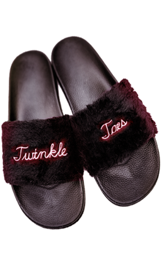 Faux Fur Slides, Burgundy